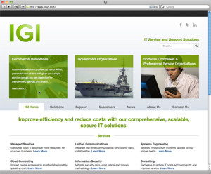 IGI redesigned homepage screenshot